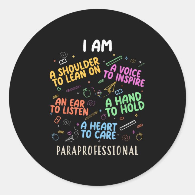 Sticker Rond Amusant Paraéducateur Coeur À Soigner Paraprofessi (Devant)