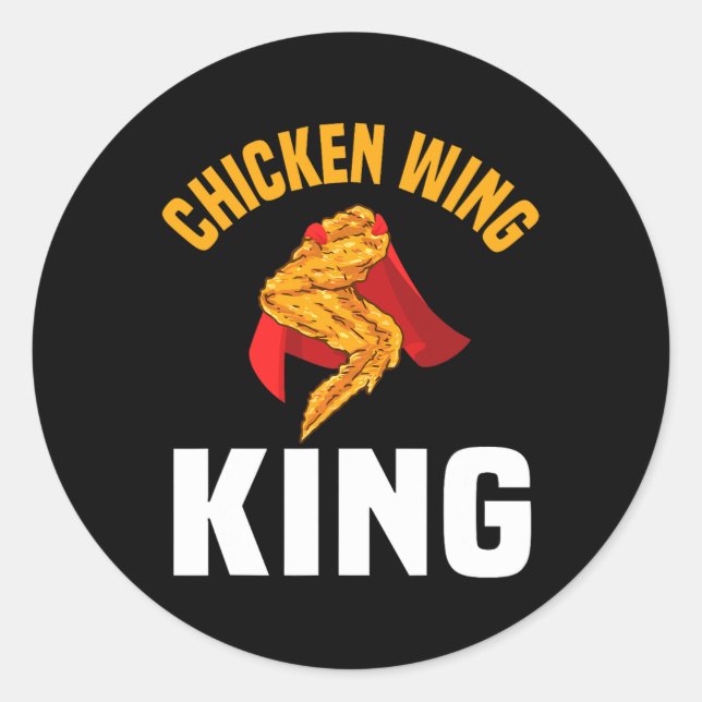 Sticker Rond Amusant poule King Design de l'aile de poulet Fast (Devant)