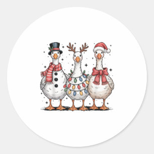 Sticker Rond Amusant Rétro Merry Goosemas Noël Silly Goose X