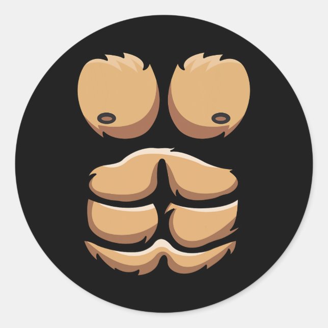 Sticker Rond Amusant Singe Gorille Costume poitrine Halloween (Devant)