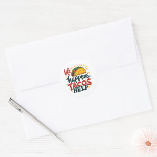 Sticker Rond Amusant Taco Lover Fiesta Humour alimentaire Art B