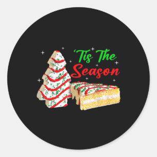 Sticker Rond Amusant Tis Season Christmas Tree Cakes Debbie