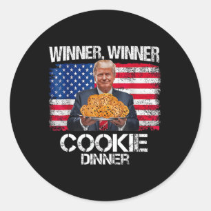 Sticker Rond Amusant Trump Conception de Noël Gagnant Cookie