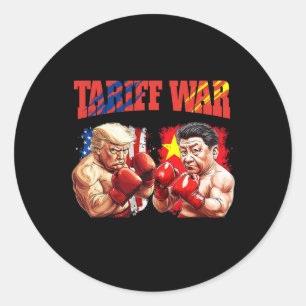 Sticker Rond Amusant Trump Vs Xi Jinping Boxing Boxing Match