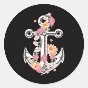 Sticker Rond Amusante Conception Ancre Pour Femmes Filles Anker
