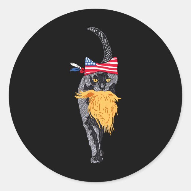 Sticker Rond Amusante Femme Sans Chat Avec Trump Votez Kama (Devant)