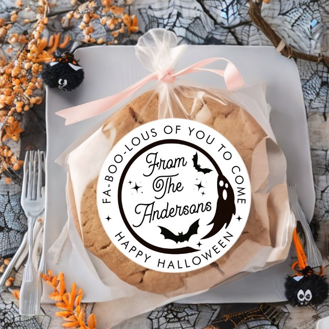 Sticker Rond Amusante Halloween Ghost Merci Party Favoriser (Créateur téléchargé)