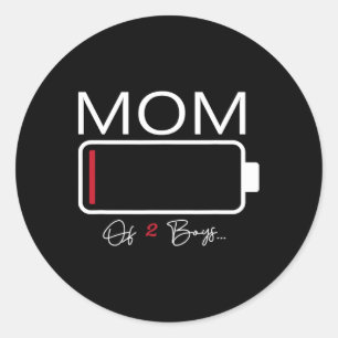 Sticker Rond Amusante Maman De 2 Garçons Du Fils Fils Fête Fête