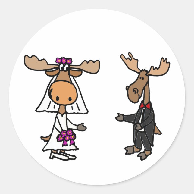 Sticker Rond Amusante mariée et Mariage de l'orignal (Devant)