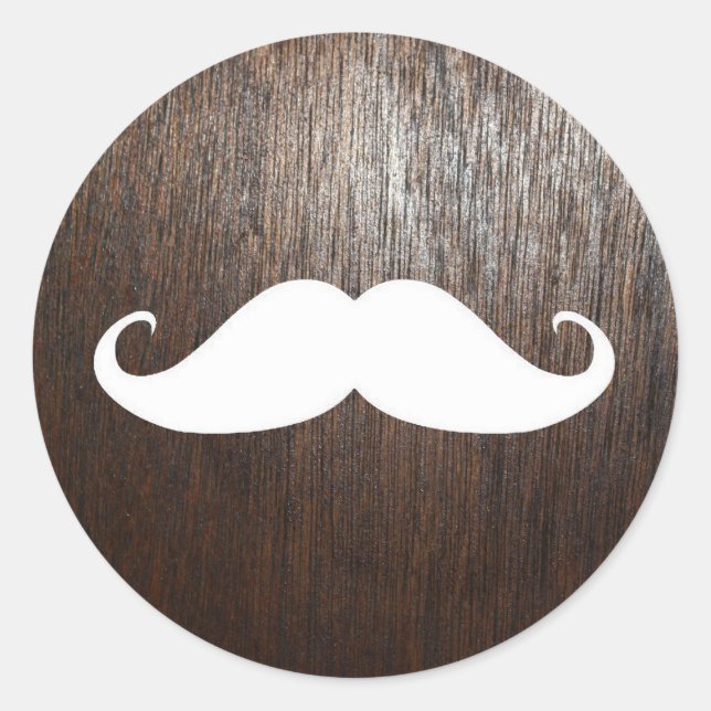 Sticker Rond Amusante Moustache blanche sur arrière - plan en b (Devant)