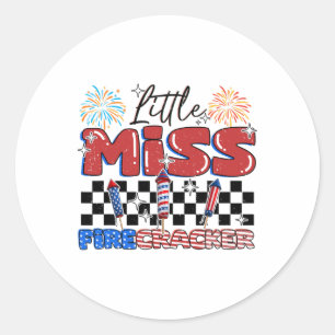 Sticker Rond Amusante Petite Miss 4 juillet Pour Fille