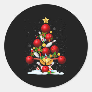 Sticker Rond Amusants Bowling Noël Arbre Lumières Noël Cadeaux 