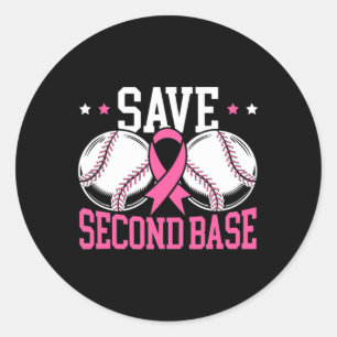 Sticker Rond Amusants Économisez 2e Base de Baseball joueur Can