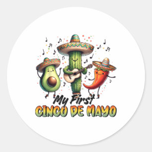 Sticker Rond Amusants Fêtons La Famille Des Escadrons De Fiesta