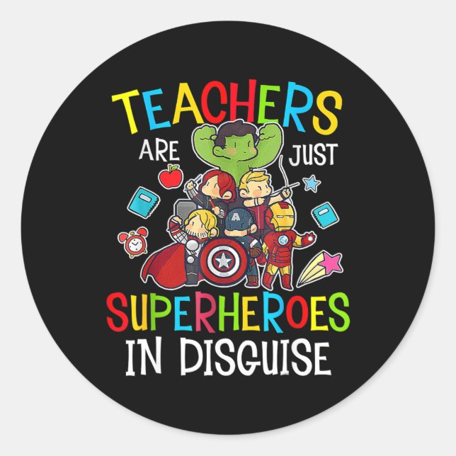 Sticker Rond Amusement Retour à l'école Les enseignants sont de (Devant)