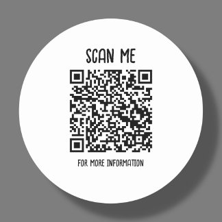Sticker Rond Analyse du code QR blanc pour plus d'informations