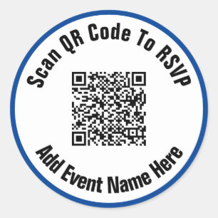 Sticker Rond Analyser le code QR à l'événement RSVP Noir Blanc 