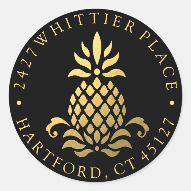 Sticker Rond Ananas | Adresse avec initiales (Devant)