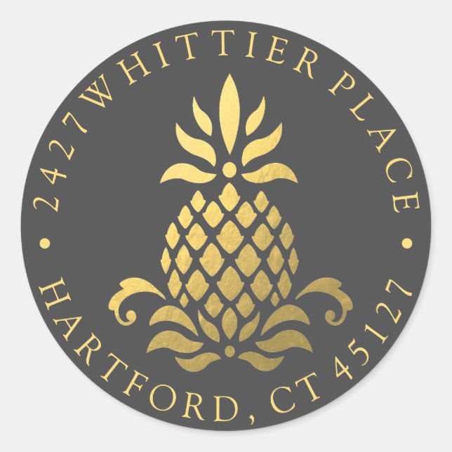 Sticker Rond Ananas | Adresse avec initiales (Devant)