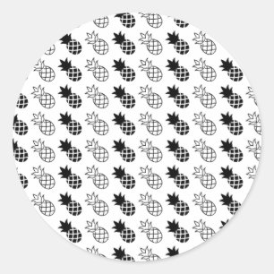 Sticker Rond ananas design noir et blanc