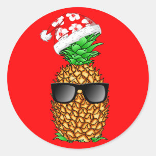Sticker Rond Ananas du Père Noël