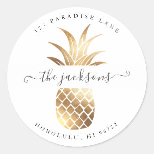 Sticker Rond Ananas Faux Gold do-it-yourself Arrière - plan