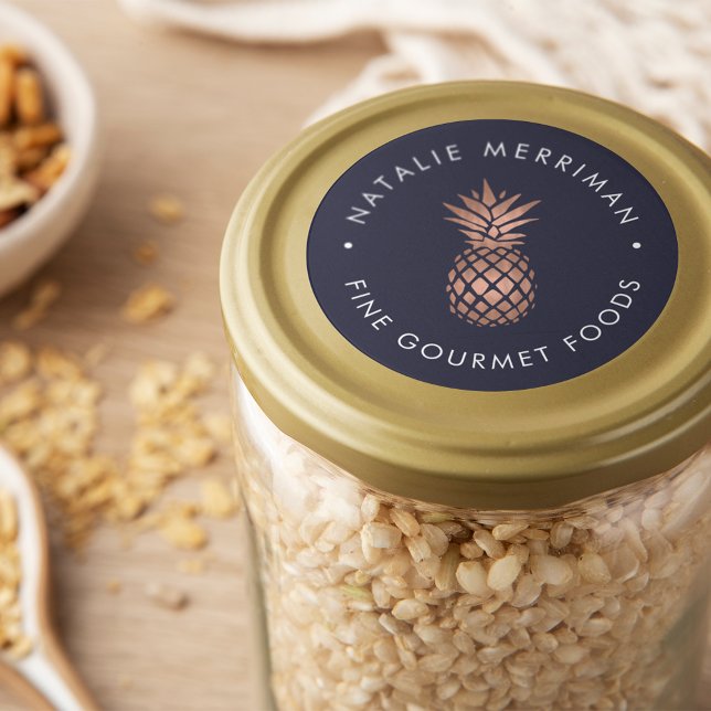 Sticker Rond Ananas Rose en or Faux (Créateur téléchargé)