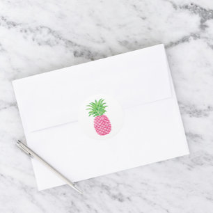 Sticker Rond Ananas rose Preppy