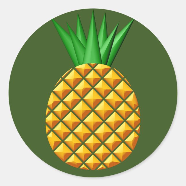 Sticker Rond Ananas sur Arrière - plan vert (Devant)