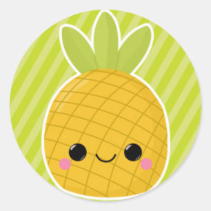 Sticker Rond Ananas sur les rayures vertes