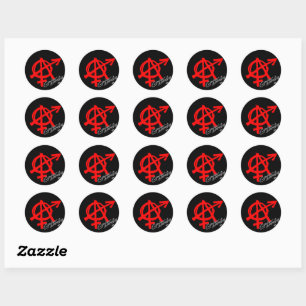 Sticker Rond Anarchie de genre classique rouge sur arrière - p