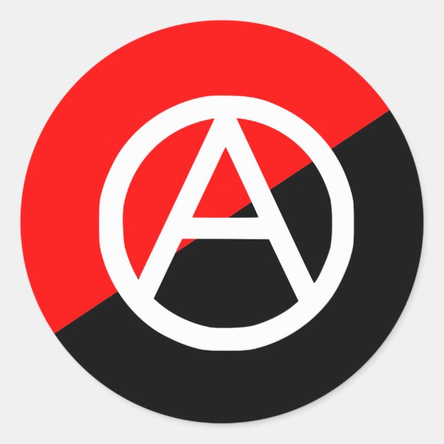Sticker Rond Anarchie du drapeau rouge noir et blanc (Devant)