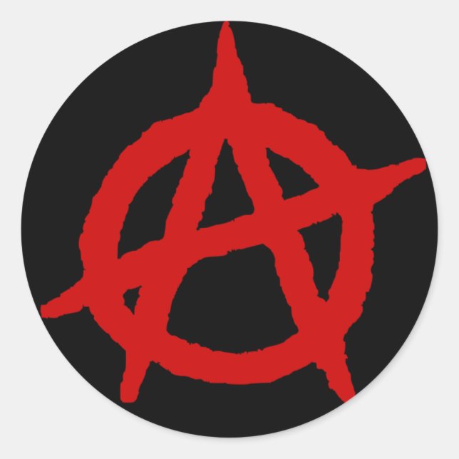 Sticker Rond Anarchie en rouge (Devant)
