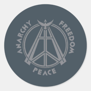 Sticker Rond Anarchie, liberté et paix : Symbole d'anarchie mod