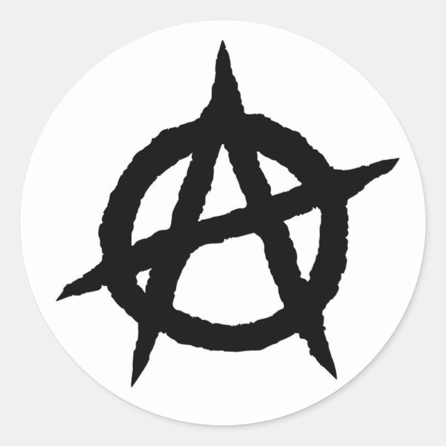 Sticker Rond Anarchie symbole punk noir culture de musique sign (Devant)