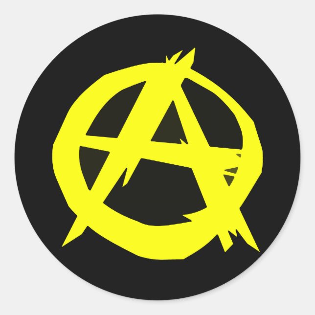 Sticker Rond Anarcho-capitalisme Drapeau noir et jaune (Devant)