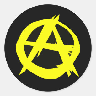 Sticker Rond Anarcho-capitalisme Drapeau noir et jaune