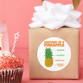 Sticker Rond Anatomie D'Un Ananas Amateurs Vacances Cool De Fam