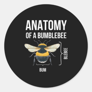 Sticker Rond Anatomie D'Un Bumblebee Drôle Humour Sarcastique C