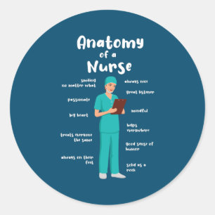 Sticker Rond Anatomie D'Une Infirmière Gériatrique Drôle