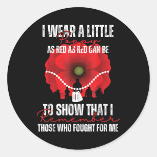 Sticker Rond Ancien Jour Fleur Rouge Pavot Usa Memorial Day