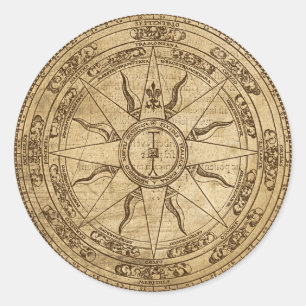Sticker Rond Ancien Rose Compass