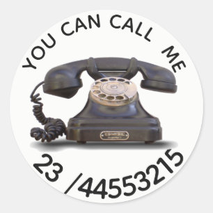 Sticker Rond Ancien téléphone - ajouter le numéro