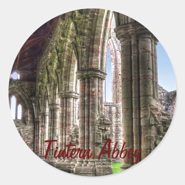 Sticker Rond Ancienne abbaye de Tintern, monastère cistercien,  (Devant)