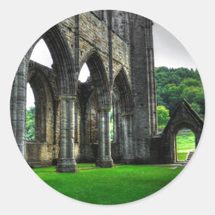 Sticker Rond Ancienne abbaye de Tintern, monastère cistercien, 
