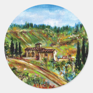 STICKER ROND ANCIENNE FERME EN CHIANTI -TOSCANE