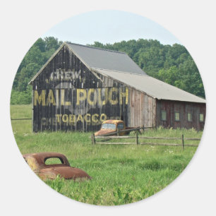 Sticker Rond Ancienne grange Pochette de courrier Tabac publici