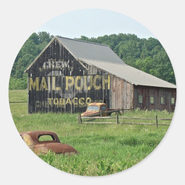 Sticker Rond Ancienne grange Pochette de courrier Tabac publici (Devant)