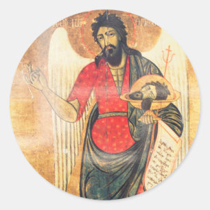 Sticker Rond Ancienne icône orthodoxe de Jean le Baptiste