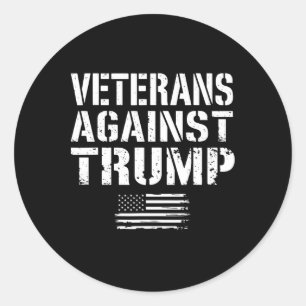 Sticker Rond Anciens Combattants Contre Trump Anti-Racisme Usa 